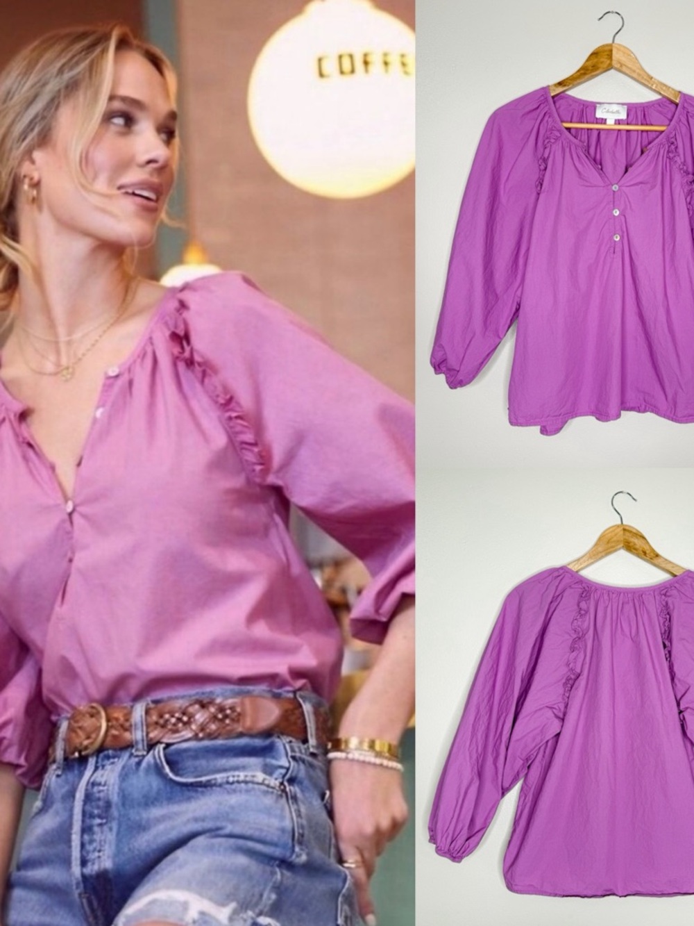 Cleobella | Jess Organic Cotton Blouse in Orchid Purple, md